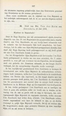 61. Brief van Min. Van der Heim aan Daendels, 15 Juli 1809