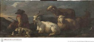 Hirte mit Ziegen und Schafen