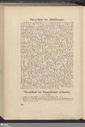 Verzeichnis der beigegebenen Urkunden