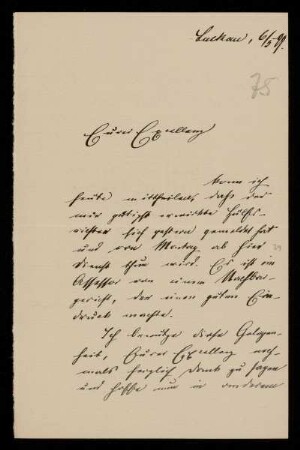75: Brief von Friedrich Ritgen an Gottlieb Planck, Luckau (Landkreis Dahme-Spreewald), 6.5.1899