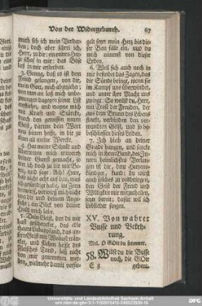 XV. Von wahrer Busse und Bekehrung.