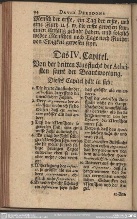 Das IV. Capitel. Von der dritten Ausflucht der Atheisten samt der Beantwortung