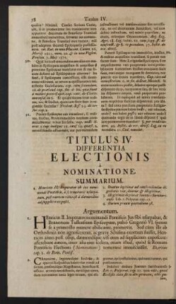Titulus IV. Differentia Electionis à Nominatione