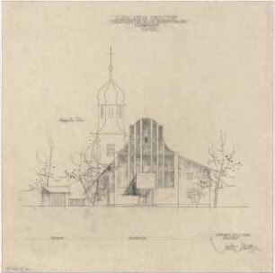 Gsaenger, Gustav; Oberstdorf / Allgäu (Bayern); Ev. Kirche - Kirchenerweiterung u. Pfarramtsneubau (Ansicht)