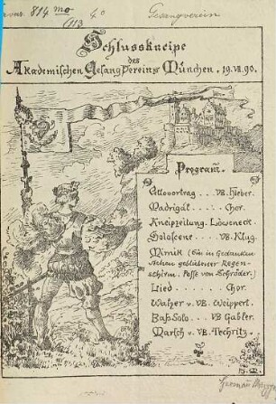 Schlusskneipe des Akademischen Gesangvereins München. 19.VII.90.