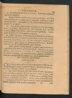 De Trium Mensium praescriptione.