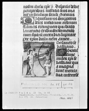 Stundenbuch, ad usum Romanum — Die Marter des heiligen Sebastian, Folio 173recto