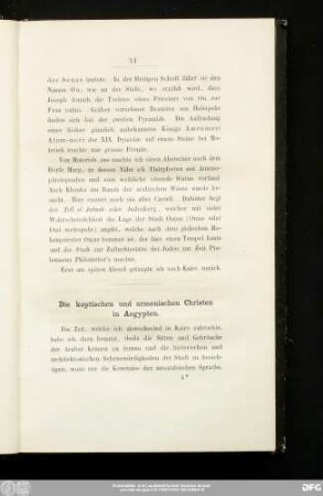 Die koptischen und armenischen Christen in Aegypten.