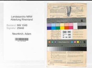 Entnazifizierung Adam Neunkirch , geb. 17.12.1898 (Feuerwehrmann)
