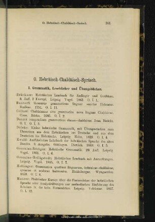 O. Hebräisch-Chaldäisch-Syrisch
