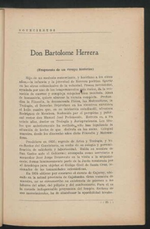 Don Bartolomé Herrera : (Fragmento de un ensayo histórico)
