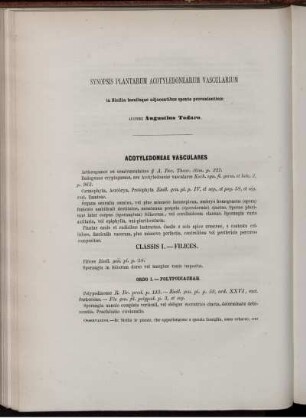 Synopsis Plantarum Acotyledonearum Vascularium in Sicilia insulisque adjacentibus sponte provenientium