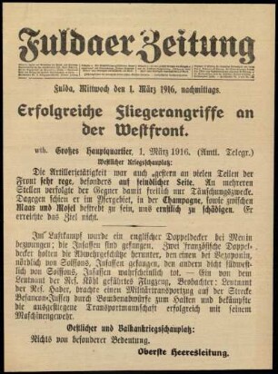 Zweite Ausgabe vom Mittwoch, den 01. März 1916.