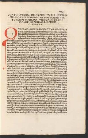 Controversia De Excellentia Instrumentorum Dominicae Passionis Per Eundem Marcum Vigerium Cardinalem Senogalliensem Discussa.