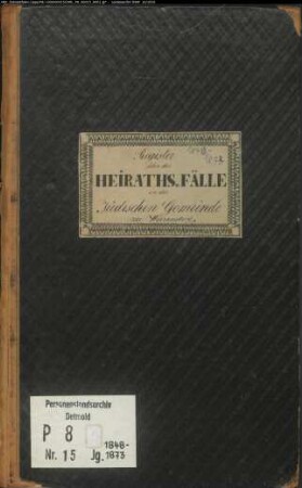 Zivilstandsregister der Juden im Land- und Stadtgericht Warendorf mit den Orten Beckum, Beelen, Freckenhorst, Harsewinkel, Warendorf, Westkirchen (H 1848-1873) (Gemeinde: Warendorf, Kreis Warendorf)