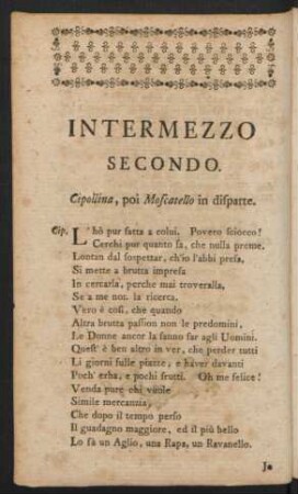 Intermezzo Secondo = Das zweyte Zwischen-Spiel