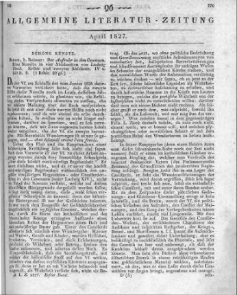 Tieck, L.: Der Aufruhr in den Cevennen. Eine Novelle in vier Abschnitten. Berlin: Reimer 1826