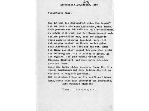 Brief Clara Schumanns an Alwine Schroedter, geschrieben in Kreuznach