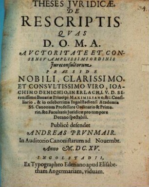 Theses Iuridicae De Rescriptis
