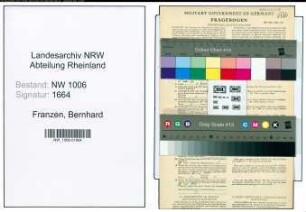 Entnazifizierung Bernhard Franzen , geb. 30.12.1900 (Milchkontrollassistent)