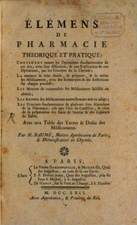 Elemens de Pharmacie ...