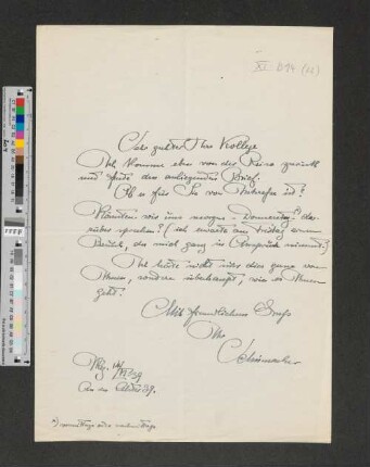Brief an [Gustav Oelsner]