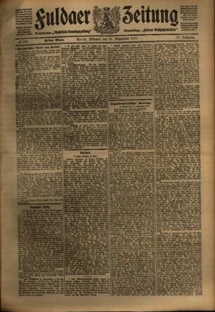 Erste Ausgabe vom Mittwoch, den 21. September 1910.