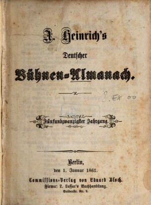 Deutscher Bühnenalmanach. 25, 25. 1861