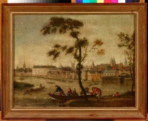 Blick auf Düsseldorf von der linken Rheinseite aus