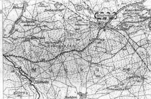 Spreetal-Neustadt (Spree). Gräfl. Arnimsche Kleinbahn von Muskau über Weißwasser zur Rollmühle, Ausschnitt aus: Wona-Karte Nr. 726: Weißwasser (vgl. df_ra_0000984)