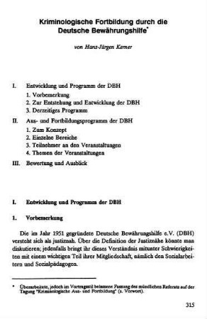 315-326, Kriminologische Fortbildung durch die Deutsche Bewährungshilfe