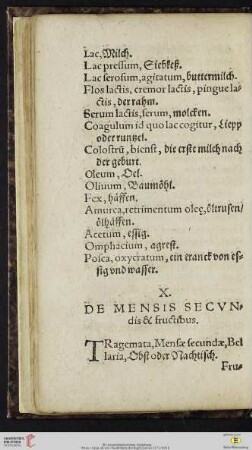 X. De mensis secvndis & fructibus