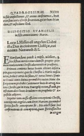 Dispositio Evangelii in festo annunciationis Mariae.