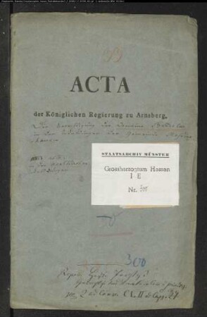 Die Berechtigung der Domäne Bredelar in den Waldungen der Gemeinde Messinghausen (Nachakten der preuß. Regierung Arnsberg)
