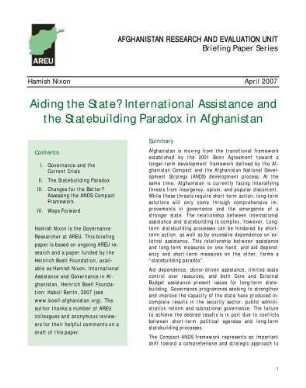 Aiding the state? : international assistance and the statebuilding paradox in Afghanistan