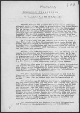Altheim: Inspektionsbericht 1953