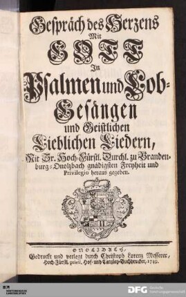 Gespräch des Herzens mit Gott in Psalmen und Lob-Gesängen und Geistlichen Lieblichen Liedern