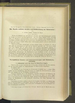 Über Myositis ossificans neurotica nach Schußverletzung des Rückenmarkes.