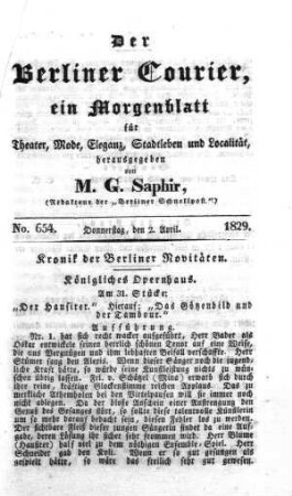 No. 654., Donnerstag, den 2. April 1829