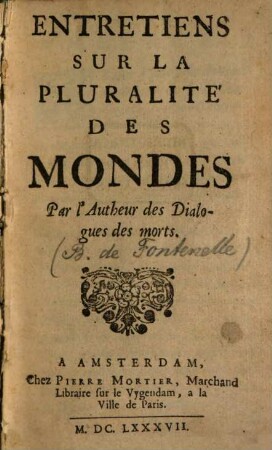 Entretiens sur la pluralité des mondes