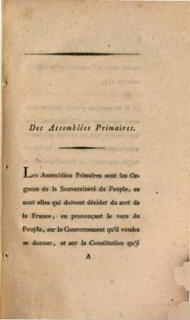 Aux Assemblées Primaires de France : Suite du coup d'oeil politique sur l'avenir de la France ; Juillet 1795