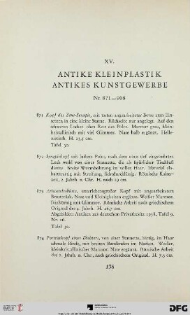 XV. Antike Kleinplastik ∙ Antikes Kunstgewerbe (Nr. 871-906)