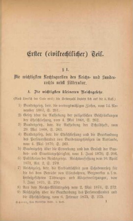 A. Die wichtigsten kleineren Reichsgesetze