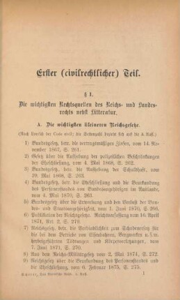 A. Die wichtigsten kleineren Reichsgesetze