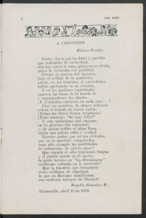 A Céspedes : Himno escolar