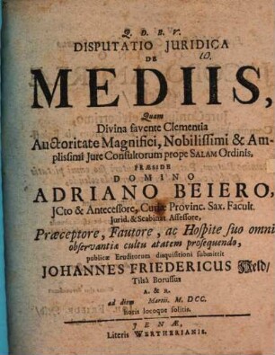 Disp. iur. de mediis