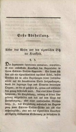 Erfahrungssätze über die contagiöse oder ägyptische Augenentzündung