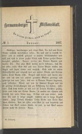 N° 1. Januar. 1897