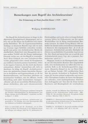 Bemerkungen zum Begriff des Architekturzitats : Zur Erinnerung an Hans-Joachim Kunstj(1929-2007)