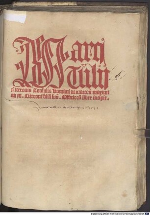 Marci Tullij Ciceronis Consulis Romani ac oratoru[m] maximi ad M. Cicerone[m] filiu[m] suu[m] Officioru[m] liber incipit